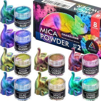 Пігмент перламутровий хамелеон Chameleon Mica Powder слюдяна пігментна пудра ALEXES 8 кольорів Набір №2 HM-003 фото