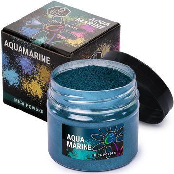 Слюдяний пігментний порошок AQUAMARINE (Аквамарин) для епоксидної смоли, мила, макіяжу та манікюру, банка (57 г) MC-007 фото