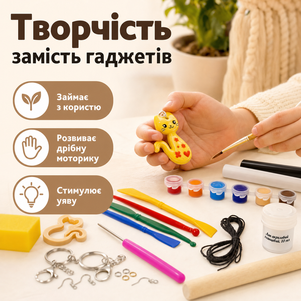 Набір для створення прикрас з полімерної глини &laquo;Котик&raquo; &mdash; творчість для дітей і дорослих PG-001 фото