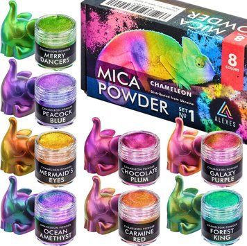 Пігмент перламутровий хамелеон Chameleon Mica Powder слюдяна пігментна пудра ALEXES 8 кольорів Набір №1 HM-002 фото